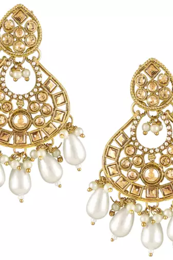 Crystals beads studded ethnic dangle earrings jewelry for women