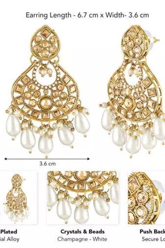 Crystals beads studded ethnic dangle earrings jewelry for women