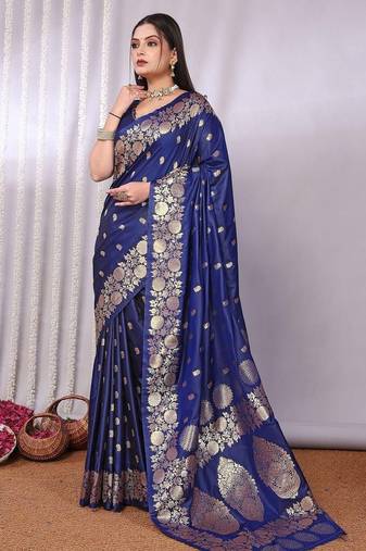 Navy blue navy blue banarasi sarees