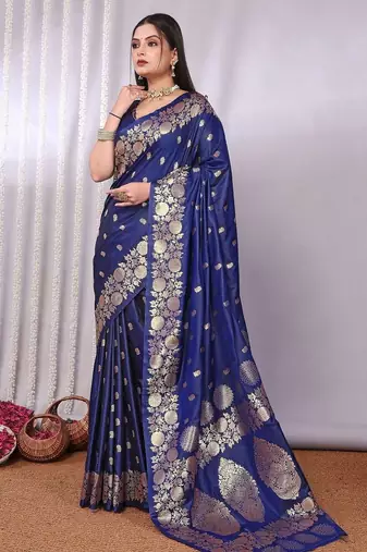 Navy blue navy blue banarasi sarees