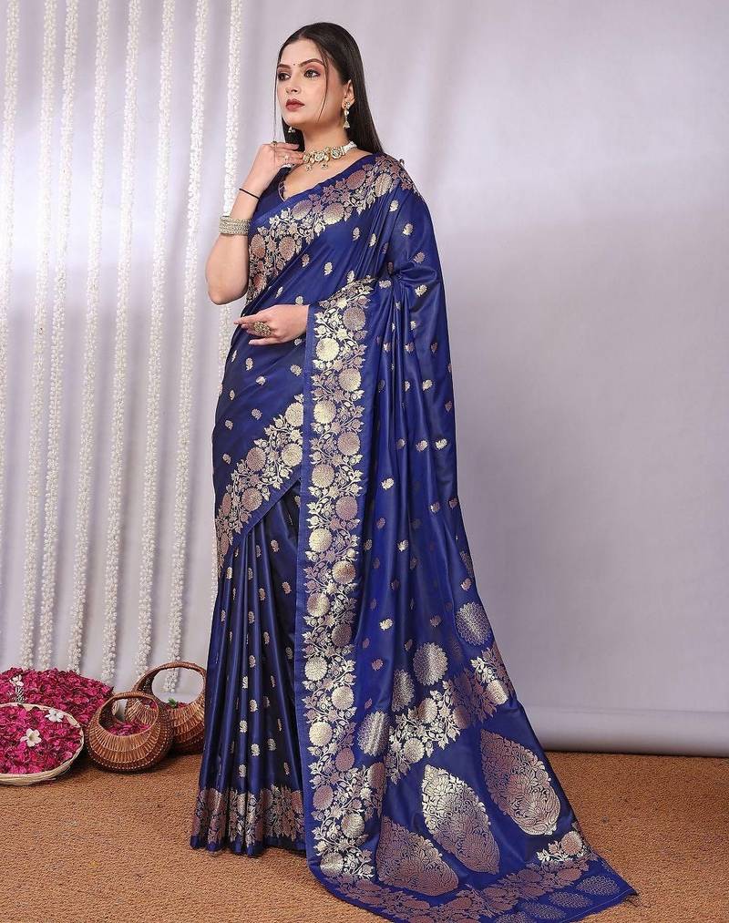 Navy blue navy blue banarasi sarees