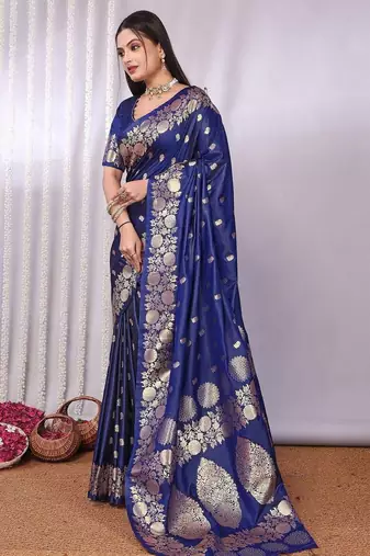 Navy blue navy blue banarasi sarees