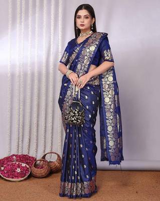 Navy blue navy blue banarasi sarees 3