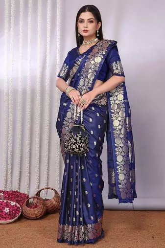 Navy blue navy blue banarasi sarees