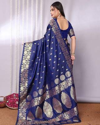 Navy blue navy blue banarasi sarees 4