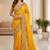 Yellow ethnic motifs embroidered organza heavy work saree