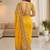 Yellow ethnic motifs embroidered organza heavy work saree