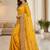 Yellow ethnic motifs embroidered organza heavy work saree