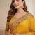 Yellow ethnic motifs embroidered organza heavy work saree