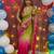Multicolor woven design satin fusion saree