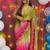 Multicolor woven design satin fusion saree