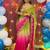 Multicolor woven design satin fusion saree