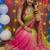 Multicolor woven design satin fusion saree