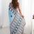 Blue mirror work pure chiffon saree