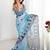 Blue mirror work pure chiffon saree