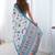 White ethnic motifs mirror work pure chiffon saree
