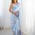 Blue floral sequinned pure chiffon saree