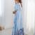 Blue floral sequinned pure chiffon saree