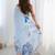 Blue floral sequinned pure chiffon saree