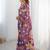 Purple floral mirror work pure chiffon saree