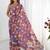 Purple floral mirror work pure chiffon saree