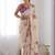 Cream floral mirror work pure chiffon saree