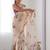 Cream floral mirror work pure chiffon saree