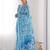 Blue tie and dye mirror work pure chiffon ikat saree