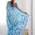 Blue tie and dye mirror work pure chiffon ikat saree