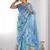 Blue tie and dye mirror work pure chiffon ikat saree