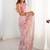 Peach floral pure chiffon ikat saree