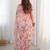 Peach floral pure chiffon ikat saree