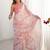 Peach floral pure chiffon ikat saree