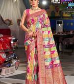 Pink ethnic motifs saree