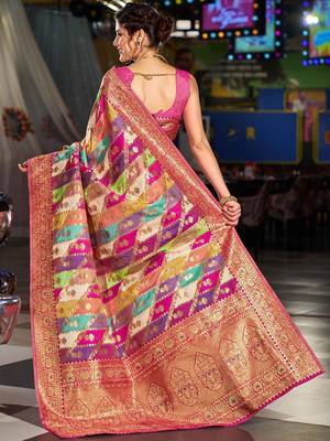 Pink ethnic motifs saree 2