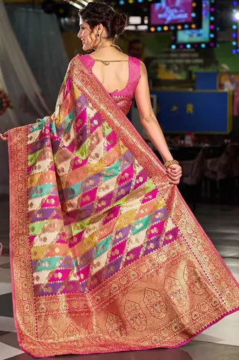 Pink ethnic motifs saree