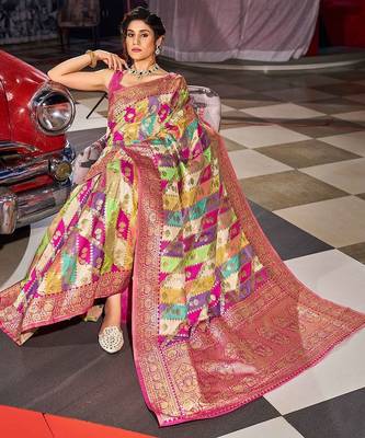 Pink ethnic motifs saree 3