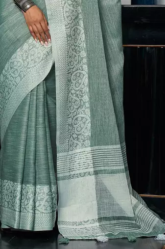 Green woven design zari saree