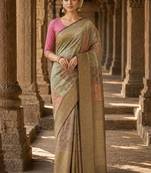 Multicolor zari silk blend designer banarasi saree