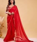 Red pure cotton saree
