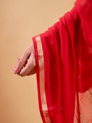 Red pure cotton saree 4