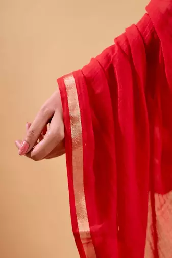 Red pure cotton saree