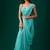 Turquoise woven design embroidered pure chiffon saree