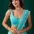 Turquoise woven design embroidered pure chiffon saree