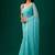 Turquoise woven design embroidered pure chiffon saree