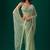 Sea green woven design embroidered pure chiffon saree