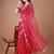 Red bandhani printed saree with embroidered border