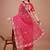 Red bandhani printed saree with embroidered border