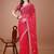 Red bandhani printed zari embroidered border bandhani saree with blouse piece