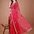 Red bandhani printed zari embroidered border bandhani saree with blouse piece